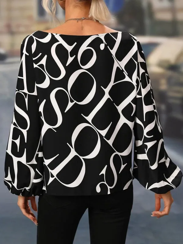 One Shoulder Loose Balloon Sleeve Shirt