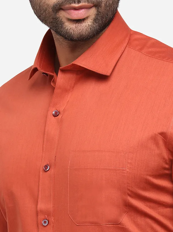 Orange Solid Slim Fit Formal Shirt | Greenfibre