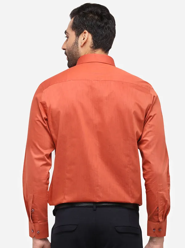 Orange Solid Slim Fit Formal Shirt | Greenfibre