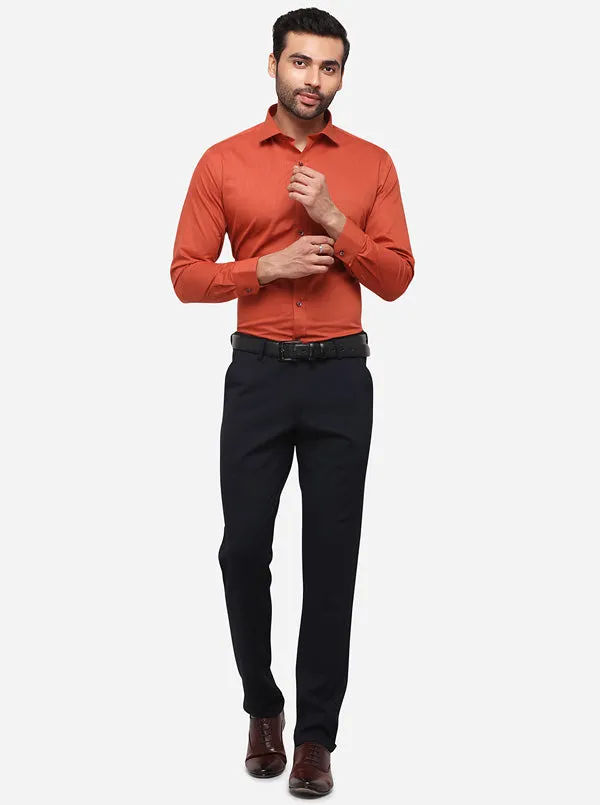 Orange Solid Slim Fit Formal Shirt | Greenfibre