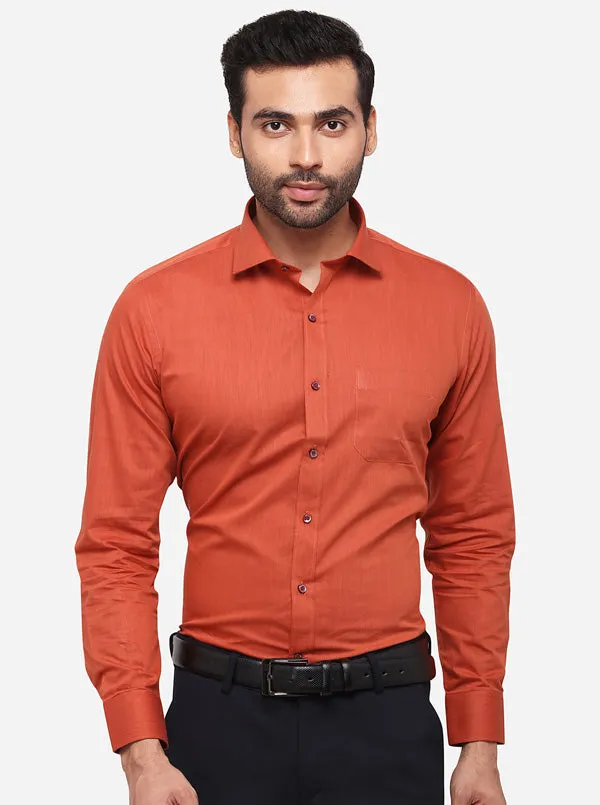 Orange Solid Slim Fit Formal Shirt | Greenfibre