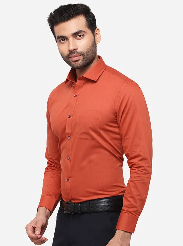 Orange Solid Slim Fit Formal Shirt | Greenfibre