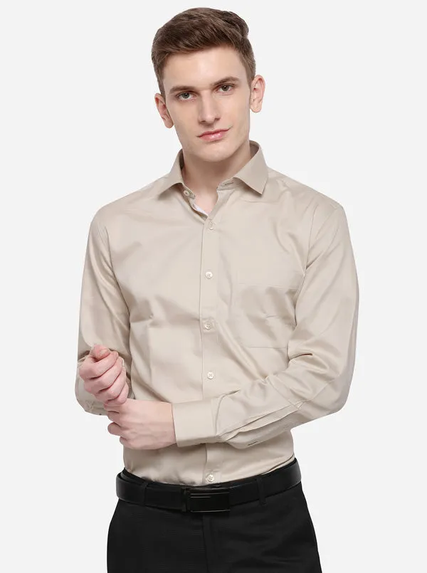 Oyster Grey Solid Slim Fit Formal Shirt | Metal