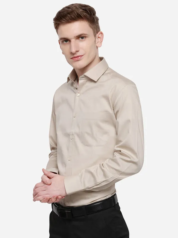 Oyster Grey Solid Slim Fit Formal Shirt | Metal