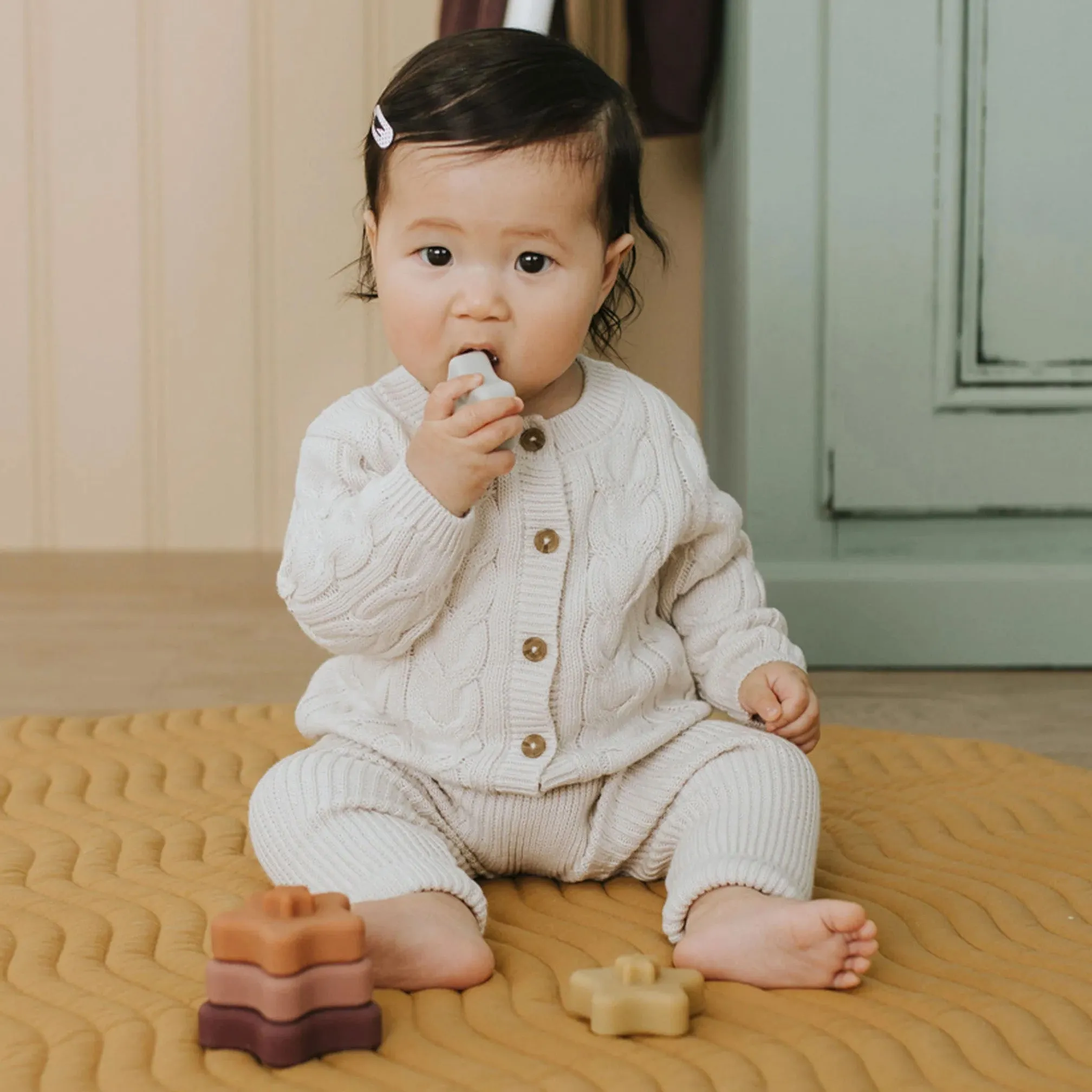 Petit Lem Baby Knit Beige Ensemble