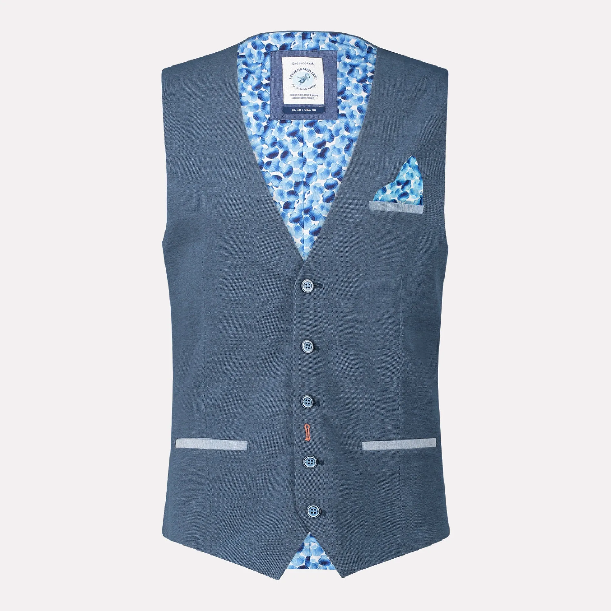 Pique Slim Fit Fashion Waist Coat / Jeans Blue