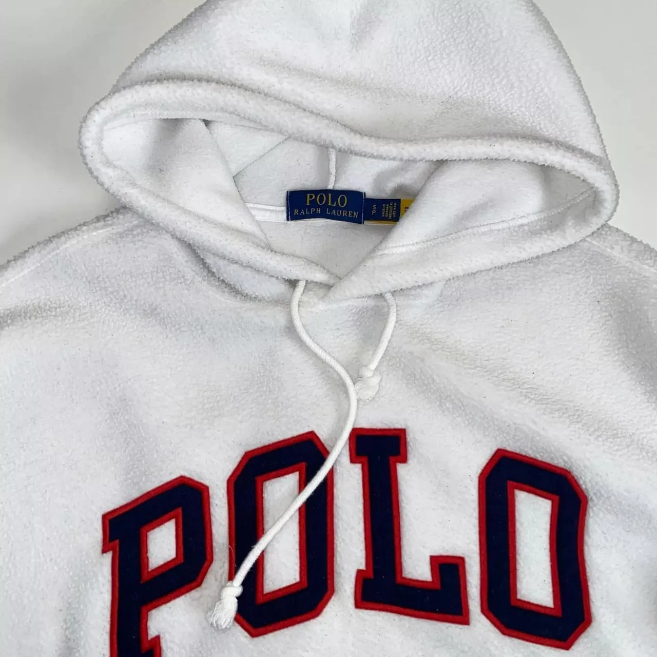 Polo Ralph Lauren Womens Fleece Hoodie Pullover Size S Loose White Big Logo USA