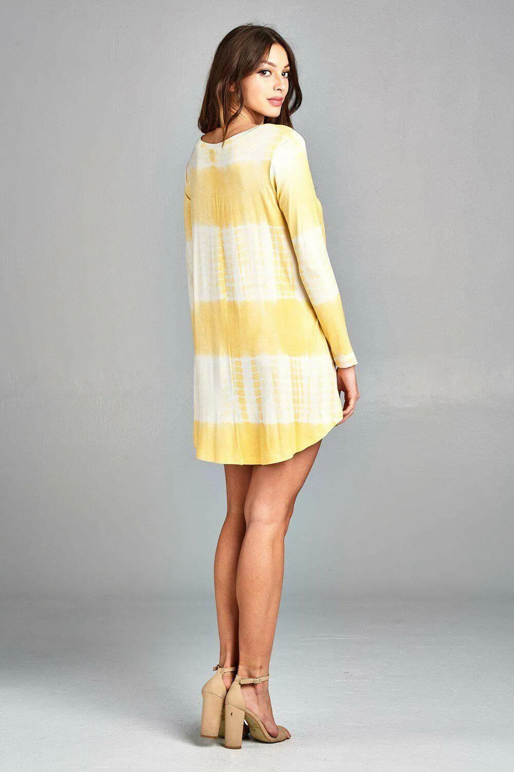 Printed Stylish Modern Long Sleeve Mini Tunic Dress