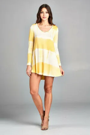 Printed Stylish Modern Long Sleeve Mini Tunic Dress