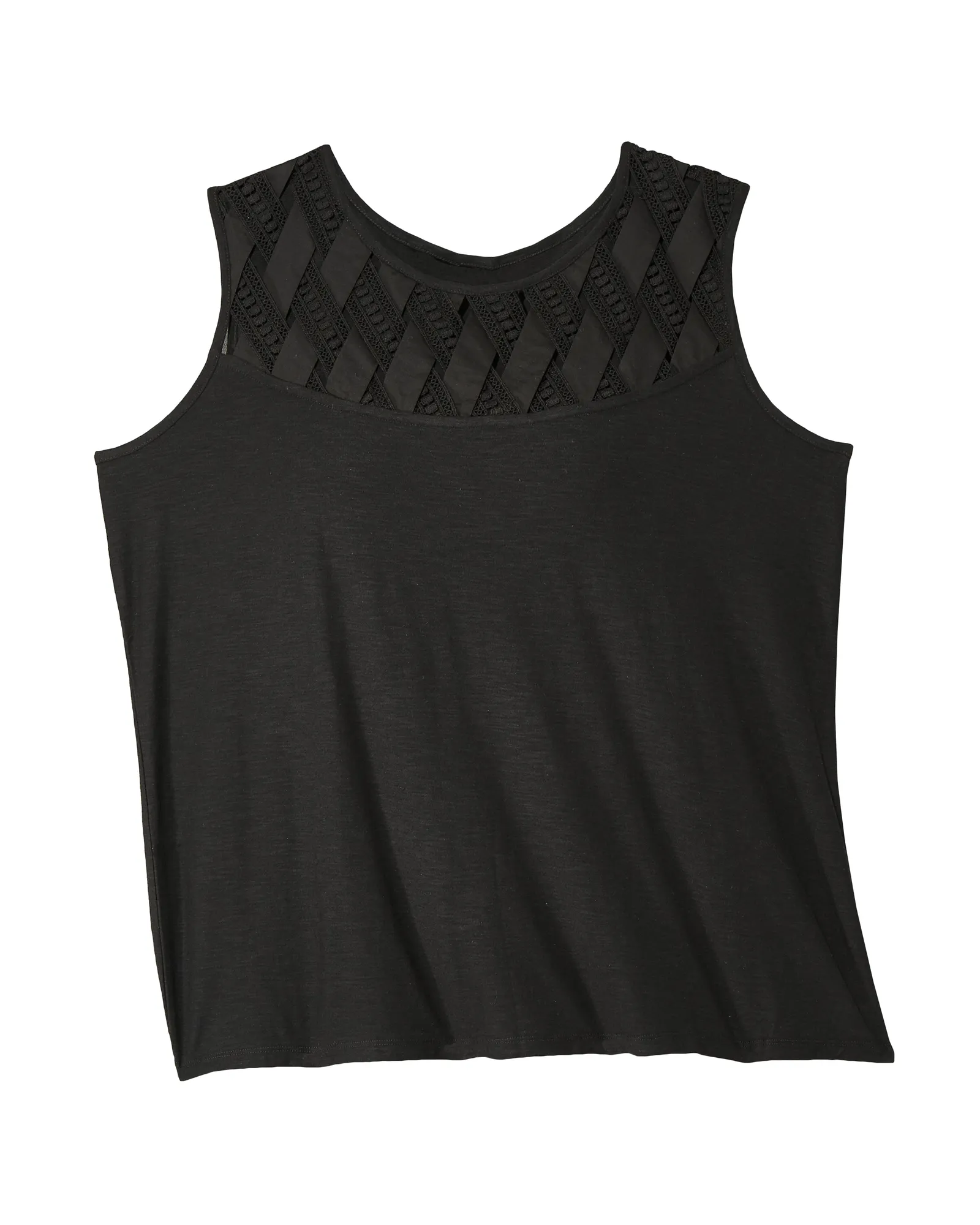 Ruby Woven Front Detail Knit Top | Black