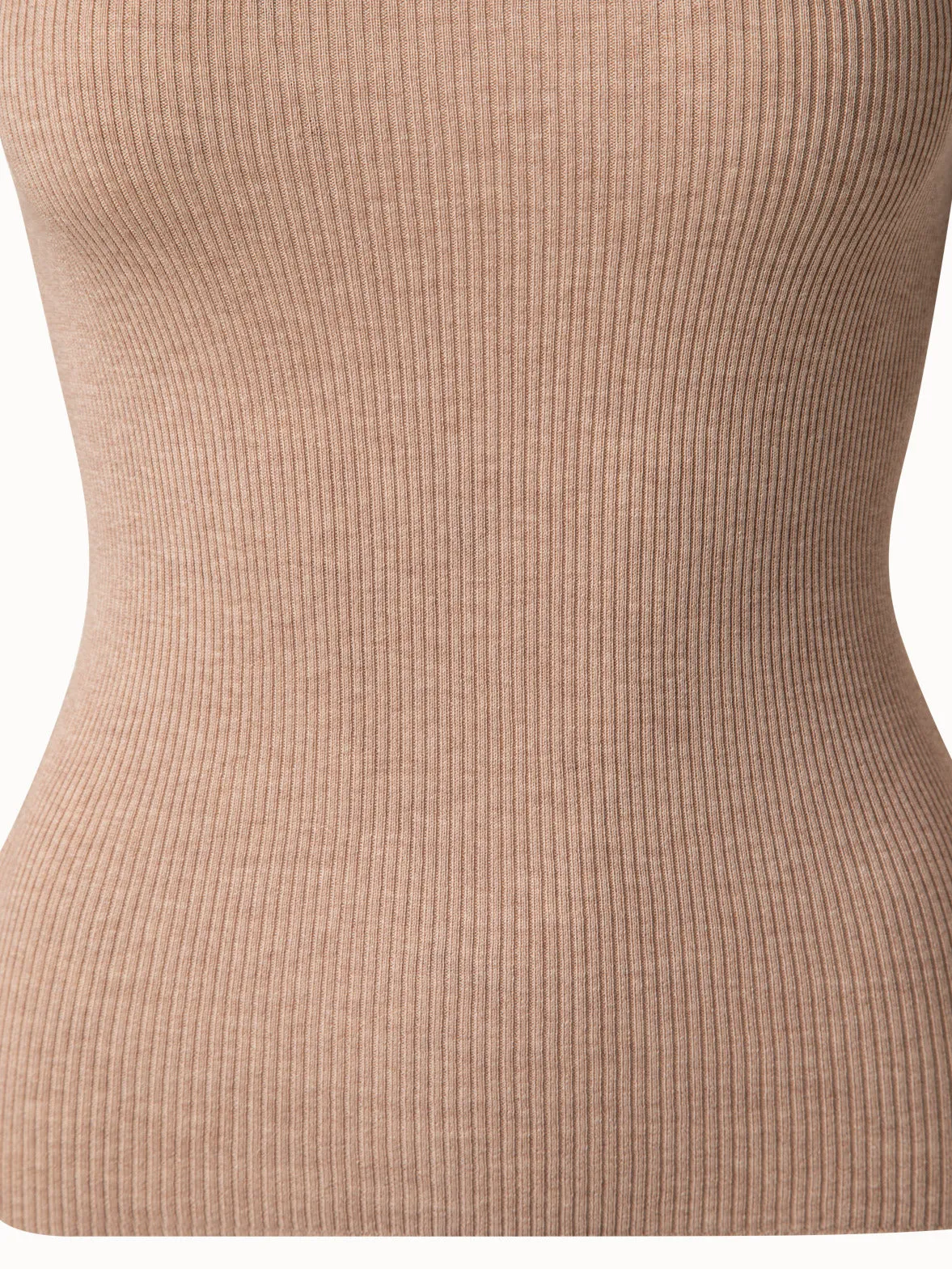 Silk Cotton Seamless Rib Knit Pullover