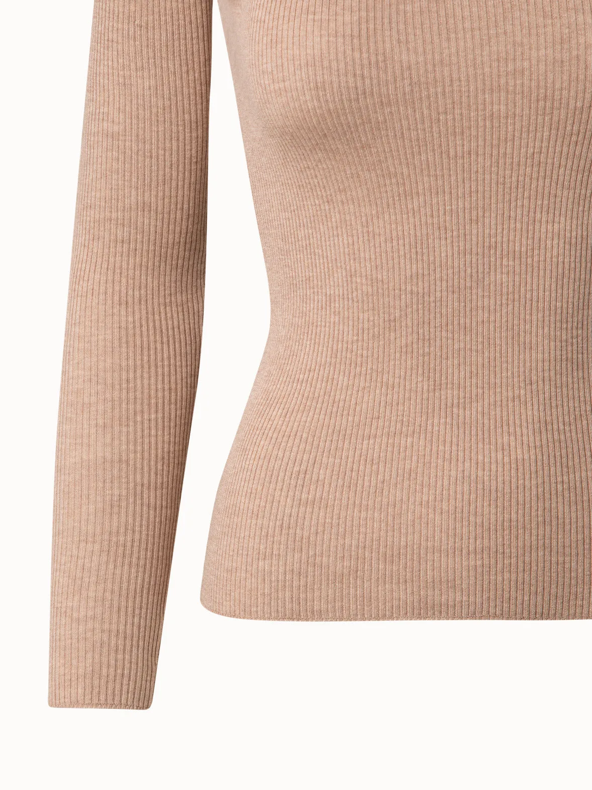 Silk Cotton Seamless Rib Knit Pullover