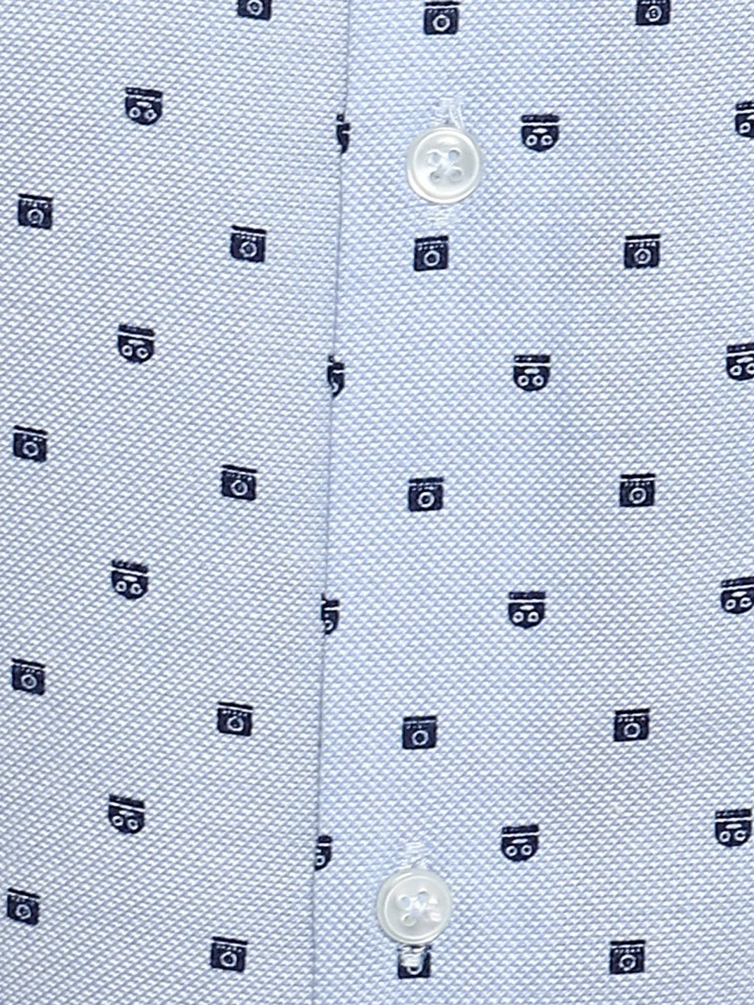 Sky Blue Cotton Printed Slim Fit Shirt