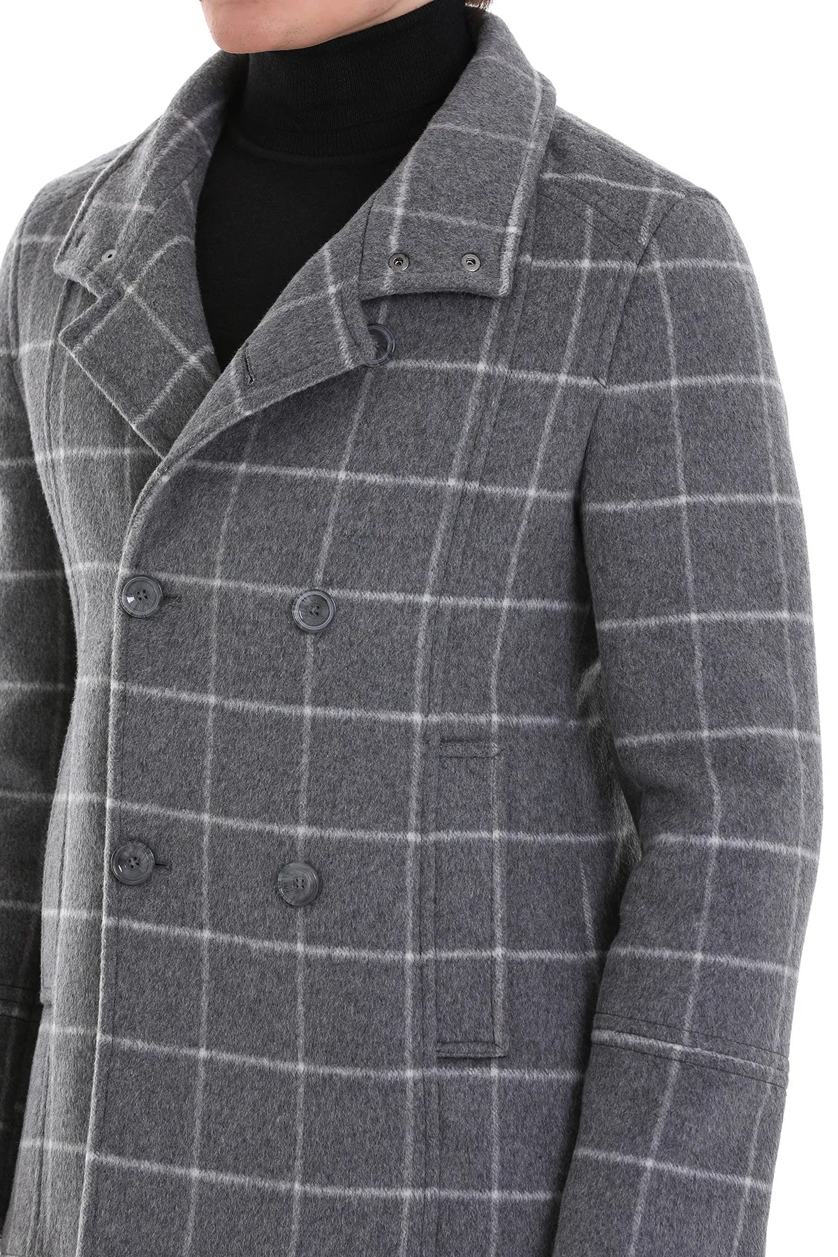 Slim Fit Double Breasted Gray Wool Blend Coat