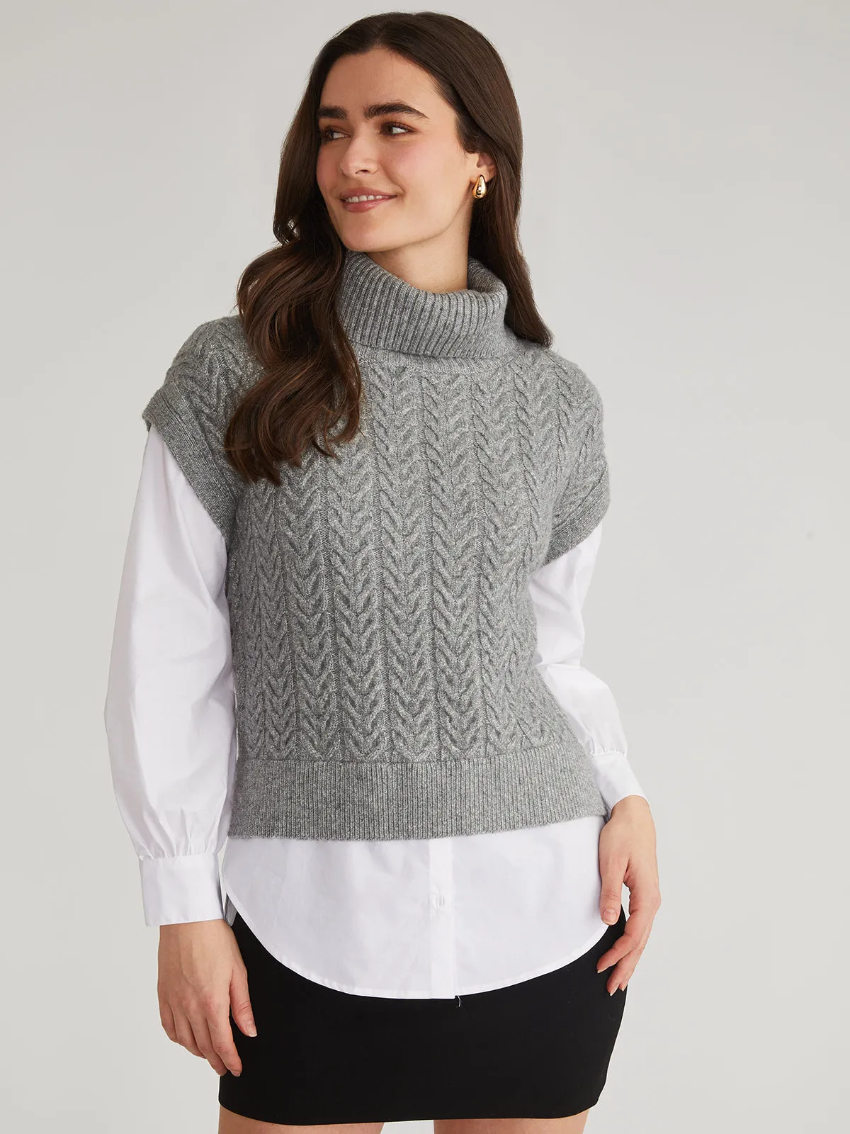 Sofia: Mixed Media Layered Turtleneck Sweater