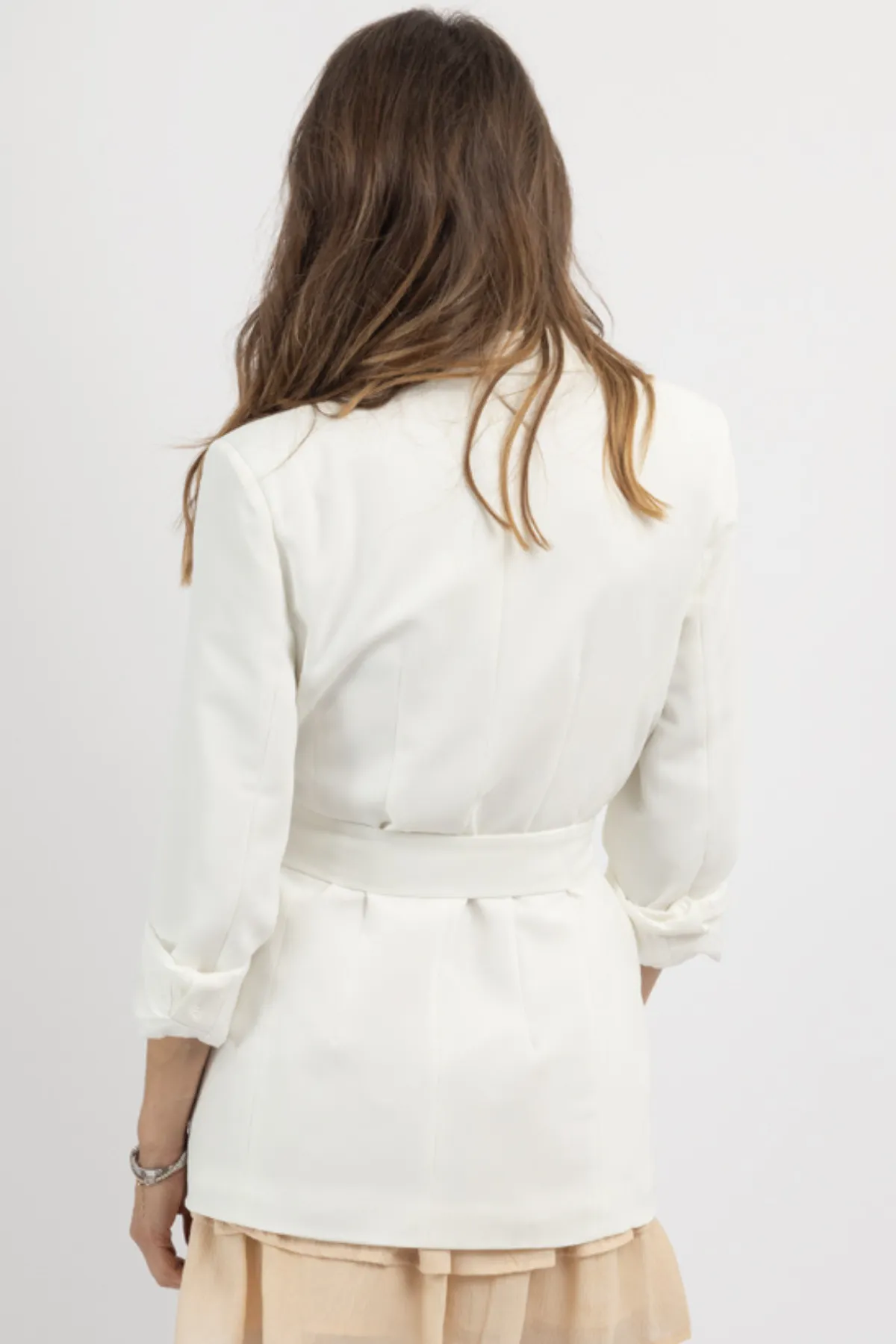 SOHO WHITE SELF TIE BLAZER