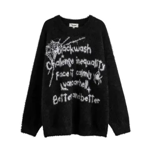 Spider Embroidered Jacquard Knit Sweater