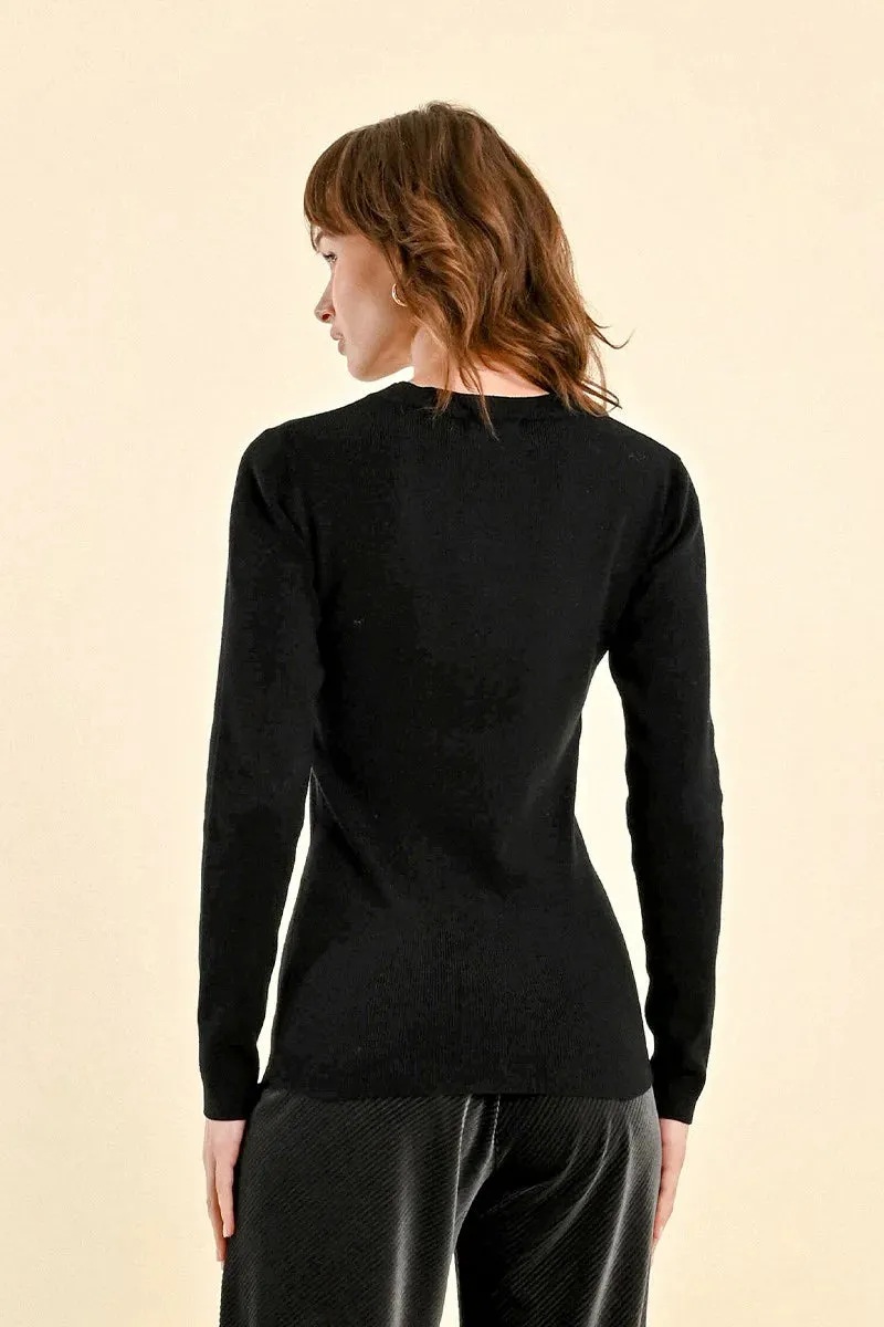 The Janey Long Sleeve Sweater - Black