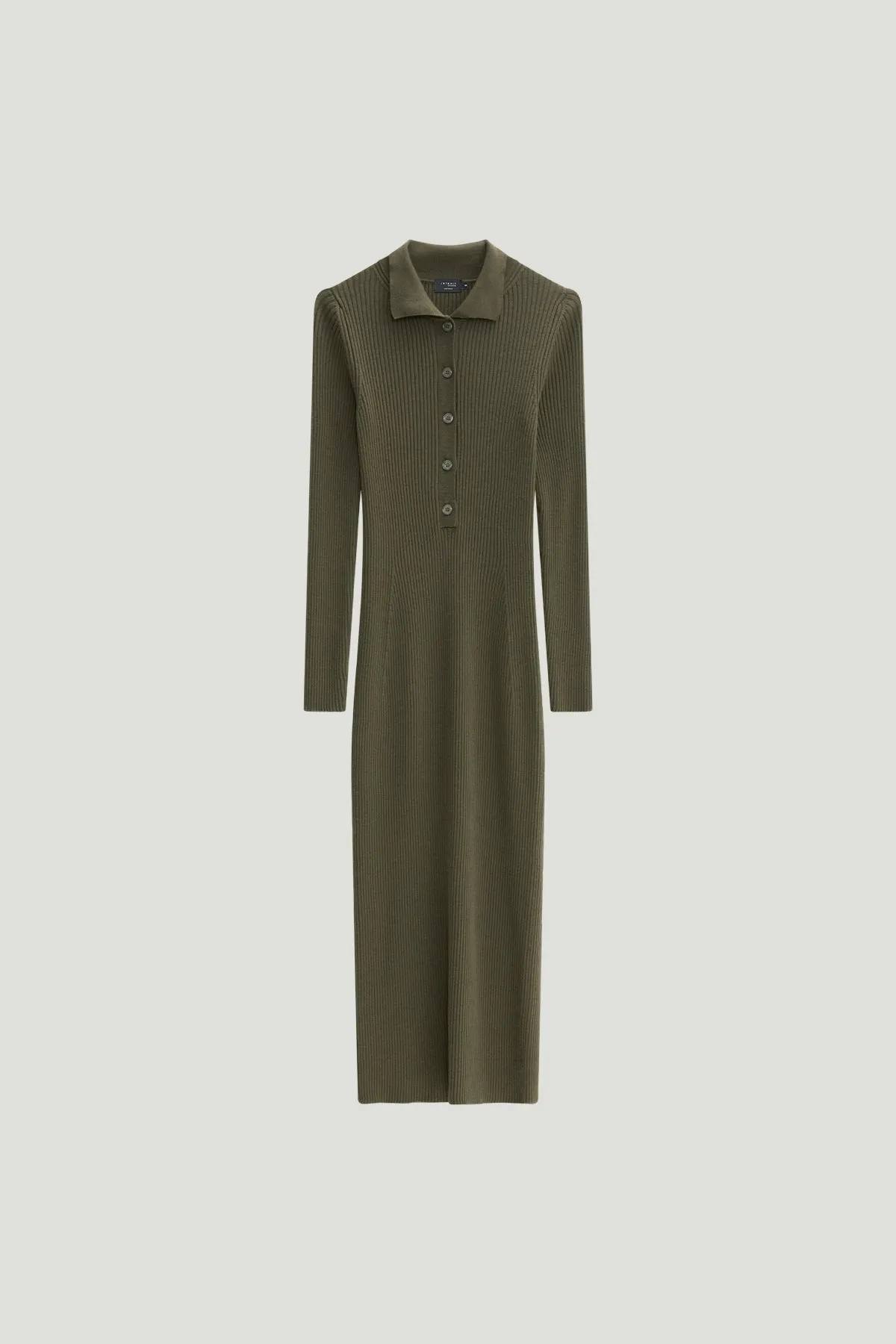 The Merino Wool Ribbed Polo Dress