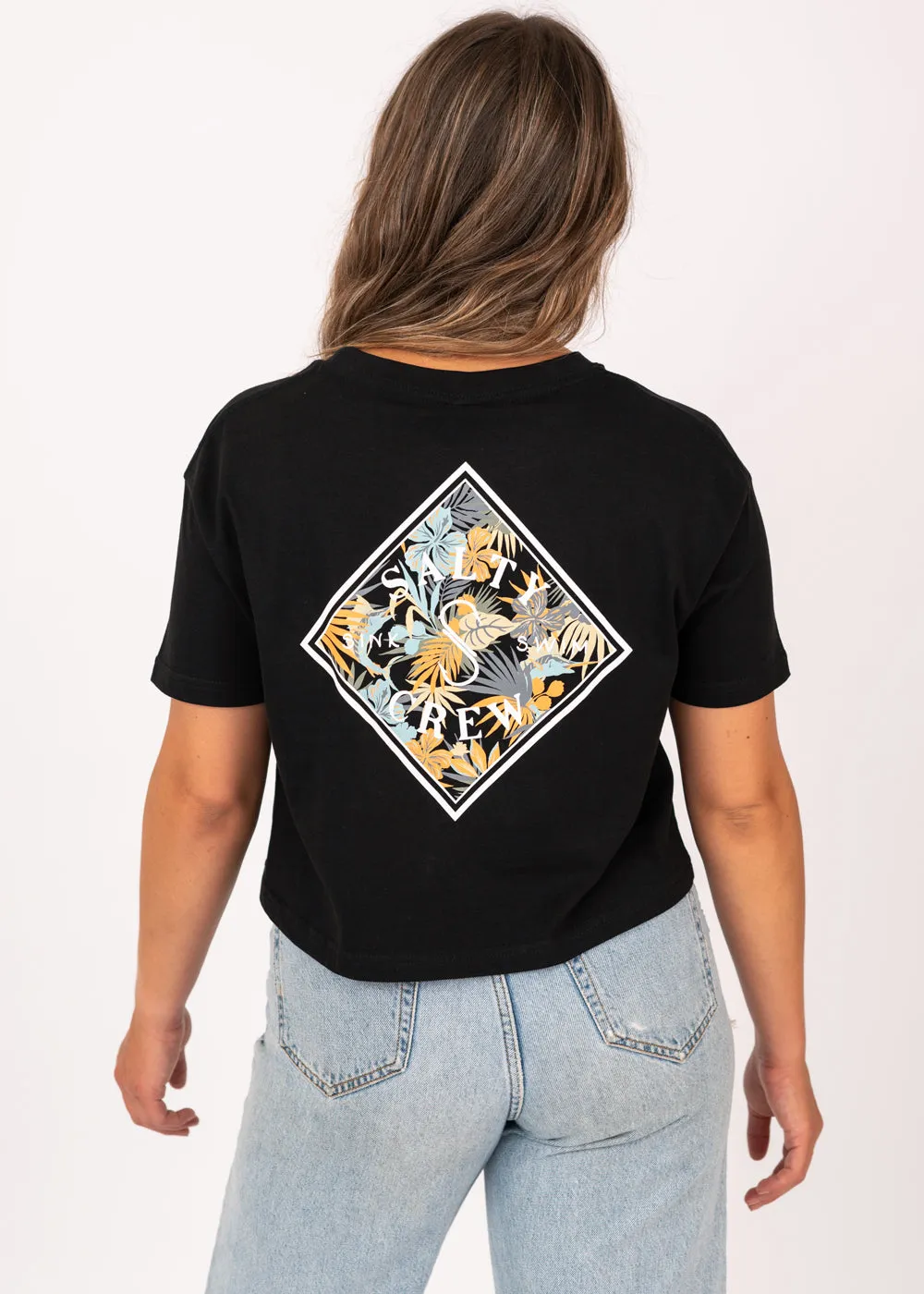 Tippet Tropical Crop Tee in Black