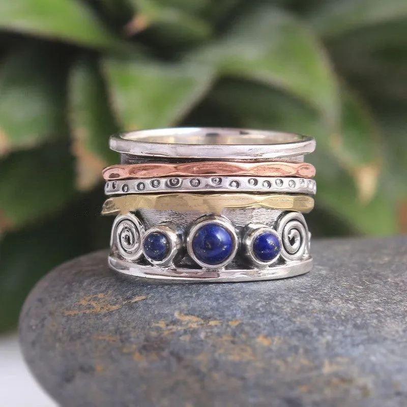 Vintage Layered Look Blue Ring