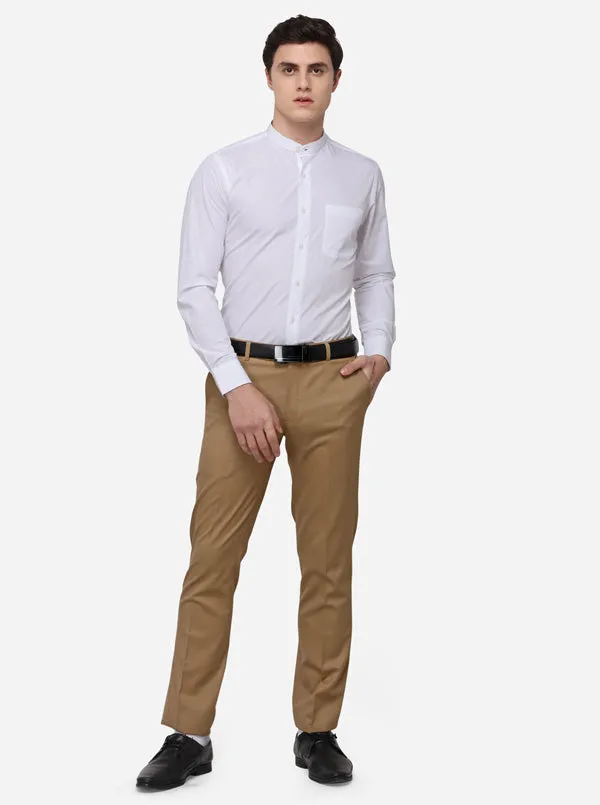 White Solid Slim Fit Formal Shirt | Metal