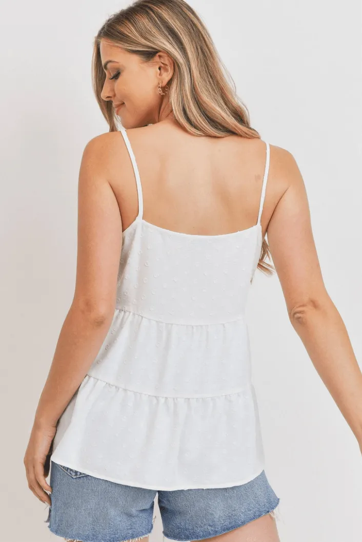 White Three Button Tank