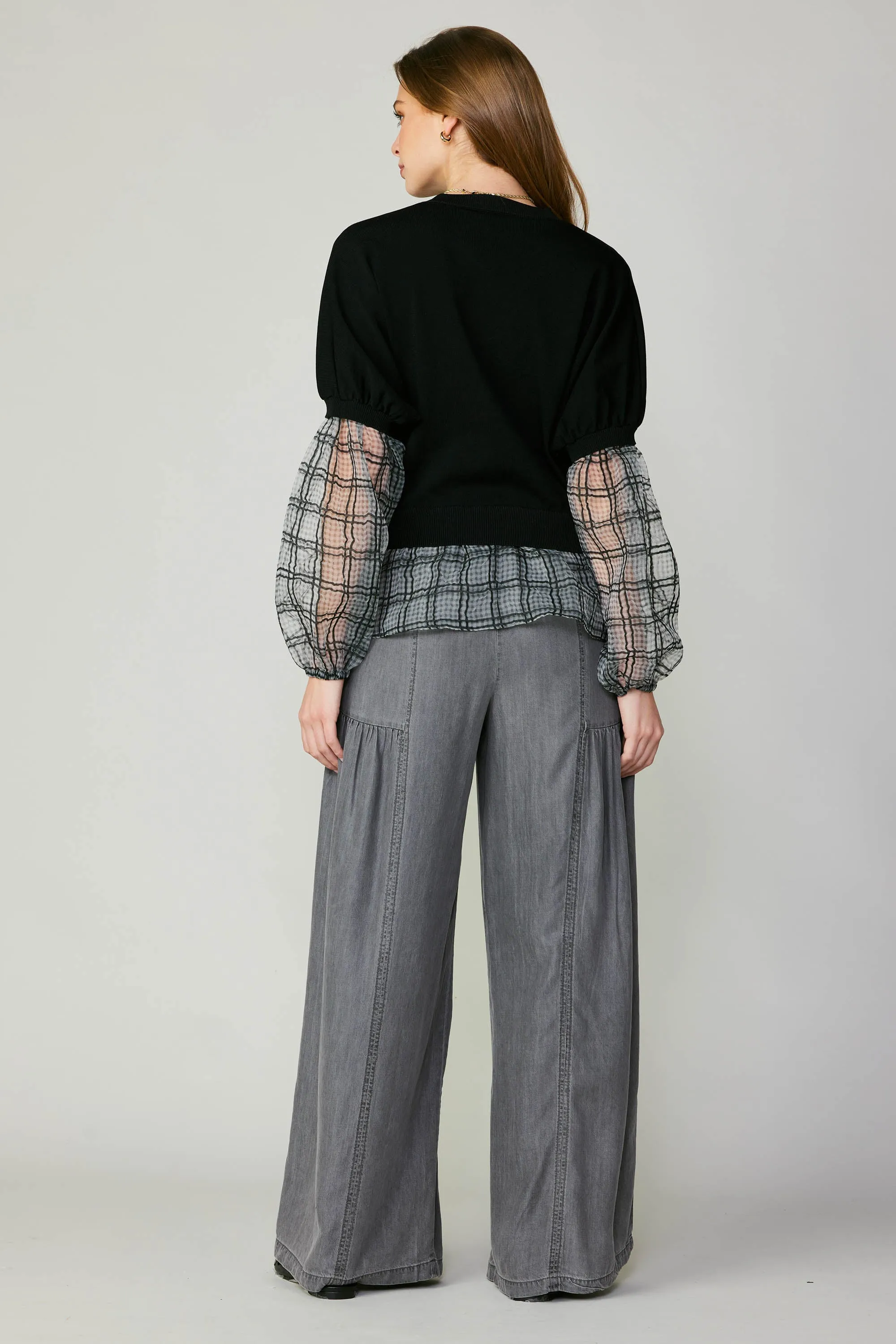 Windowpane Plaid Sweater Top