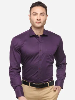 Wine Solid Slim Fit Formal Shirt | Metal