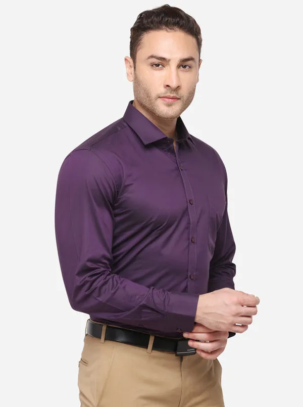 Wine Solid Slim Fit Formal Shirt | Metal