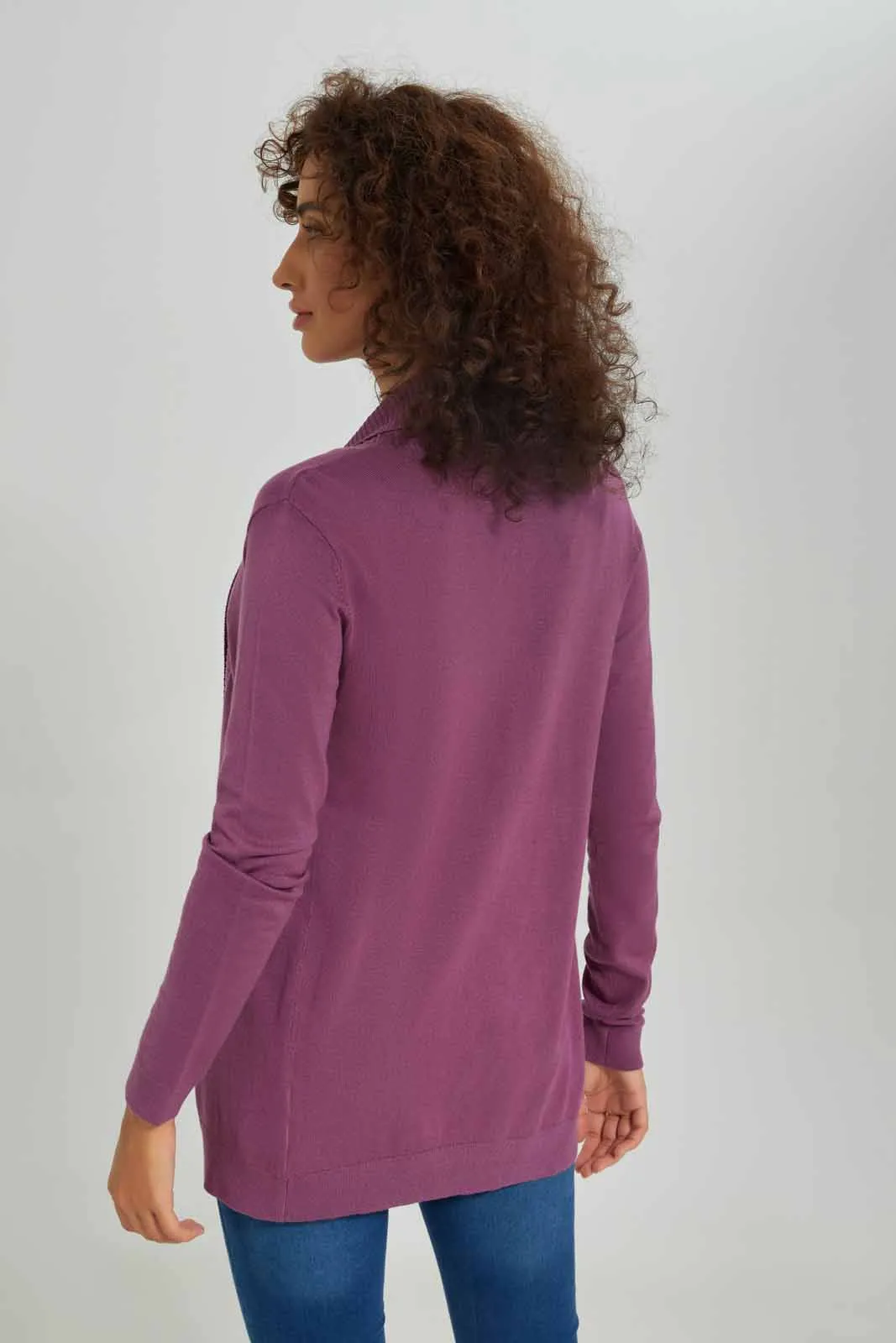 Women Purple Drape Cardigan