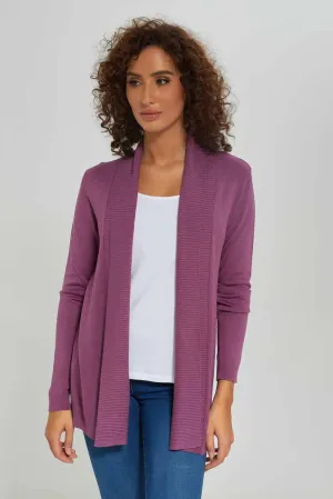 Women Purple Drape Cardigan