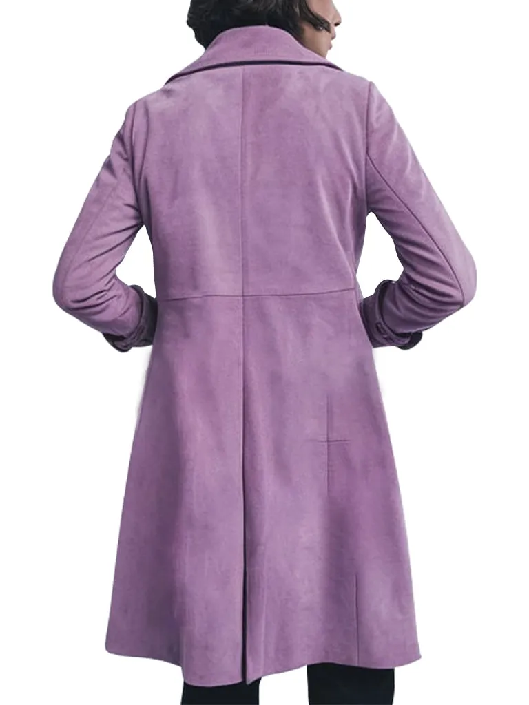 Women's Lavender Suede Coat With Oversized Pockets